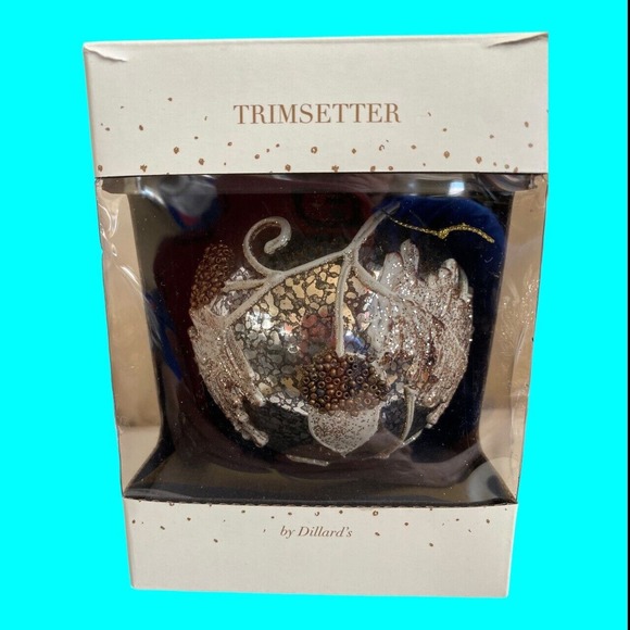 Dillard's Trimsetter Christmas Tree Ornament Glass Silver, Gold, Brown 3.5" - Picture 6 of 10